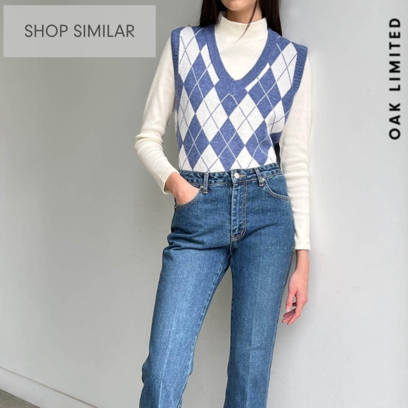 OAK+FORT Cropped Argyle Sweater Vest - Picture 5 of 6